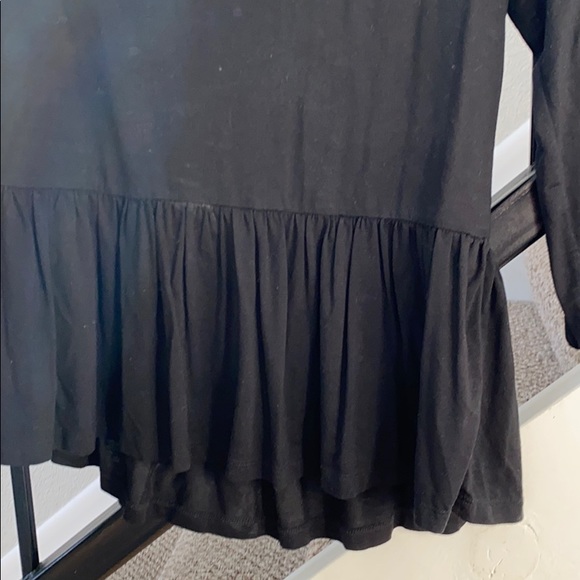 Black Cotton/Satin Babydoll 3/4 Top - Picture 2 of 3